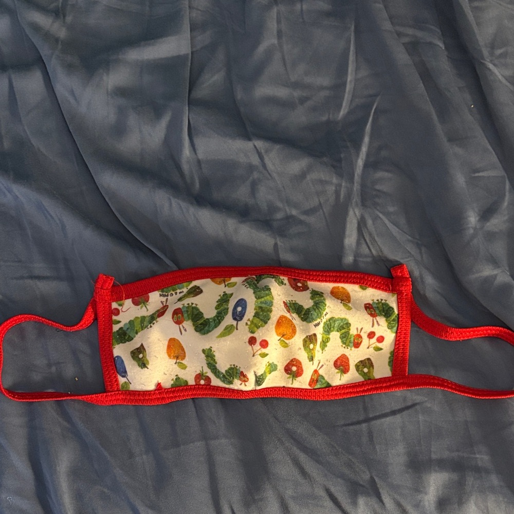 Colorful Patterned Face Mask with Red Trim